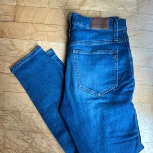 9” high rise skinny crop distressed knee Madewell jeans